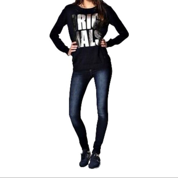 Adidas Originals Navy Sweater w/ Silver “Originals” Print Size Small - Picture 1 of 12